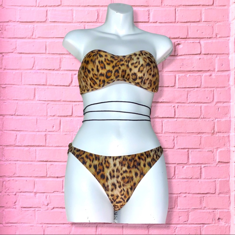 Woman's Tube Top Animal Print  Swim Suit